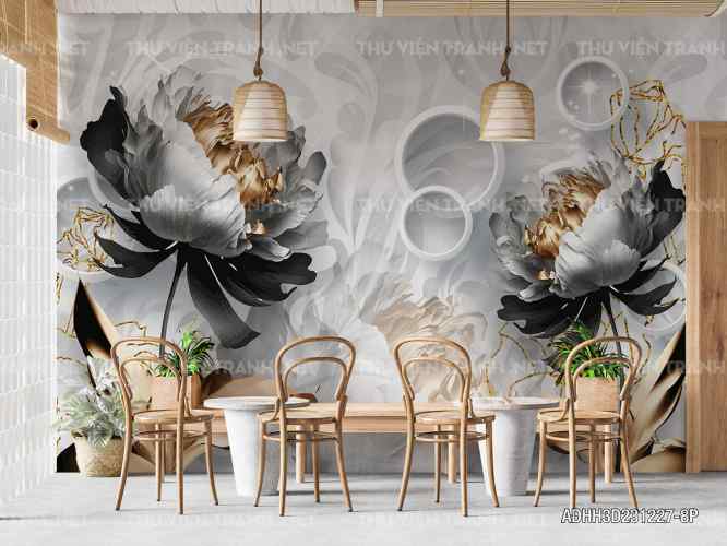 Tranh dán tường Hoa 3D- ADHH3D231227-8P - Tranh tường chất lượng cao